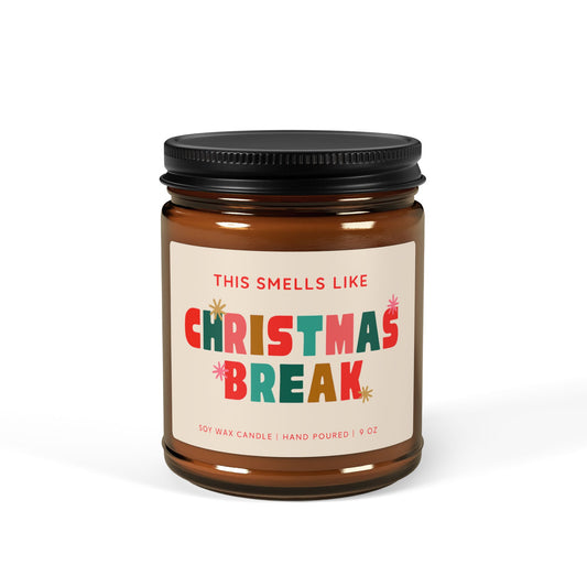 Christmas Break Amber Jar Candle | Scented Soy Candle | Holiday Gift | Cozy Winter Candle | Clean-Burning Soy Wax | Christmas Home Decor