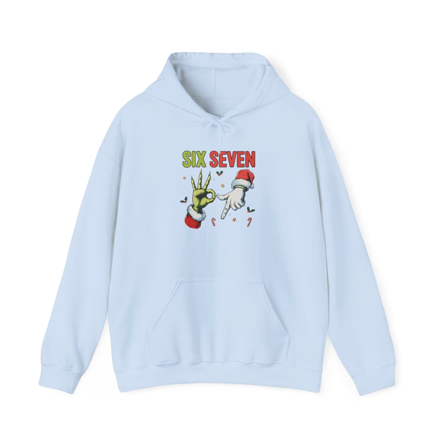 Funny Six Seven Christmas Hoodie | Santa Hands Holiday Pullover | Unisex Cozy Christmas Sweatshirt | Funny Holiday Gift for Men Women
