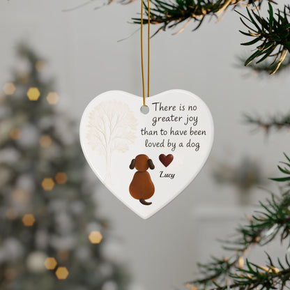 There Is No Greater Joy Dog Ornament, Pet Memorial Ceramic Keepsake, Dog Lover Christmas Ornament, Pet Quote Decor