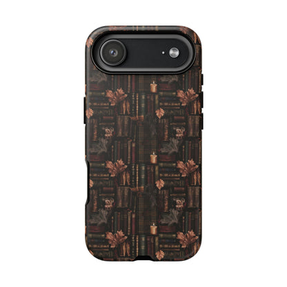 Gothic Phone Case Dark Academia Literary iPhone Samsung Cover with Books & Flowers, Phone case