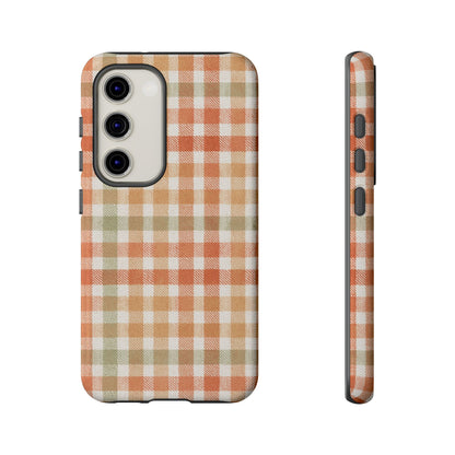 Boho Checkered Phone Case | Neutral Aesthetic Plaid Case | Retro Minimalist Check Design | iPhone Cover | Samsung Cover