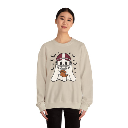 Halloween Ghost Football Sweatshirt, Cozy Crewneck, Unisex Sweatshirt, Fall Apparel, Spooky Season Fashion, Ghost Design