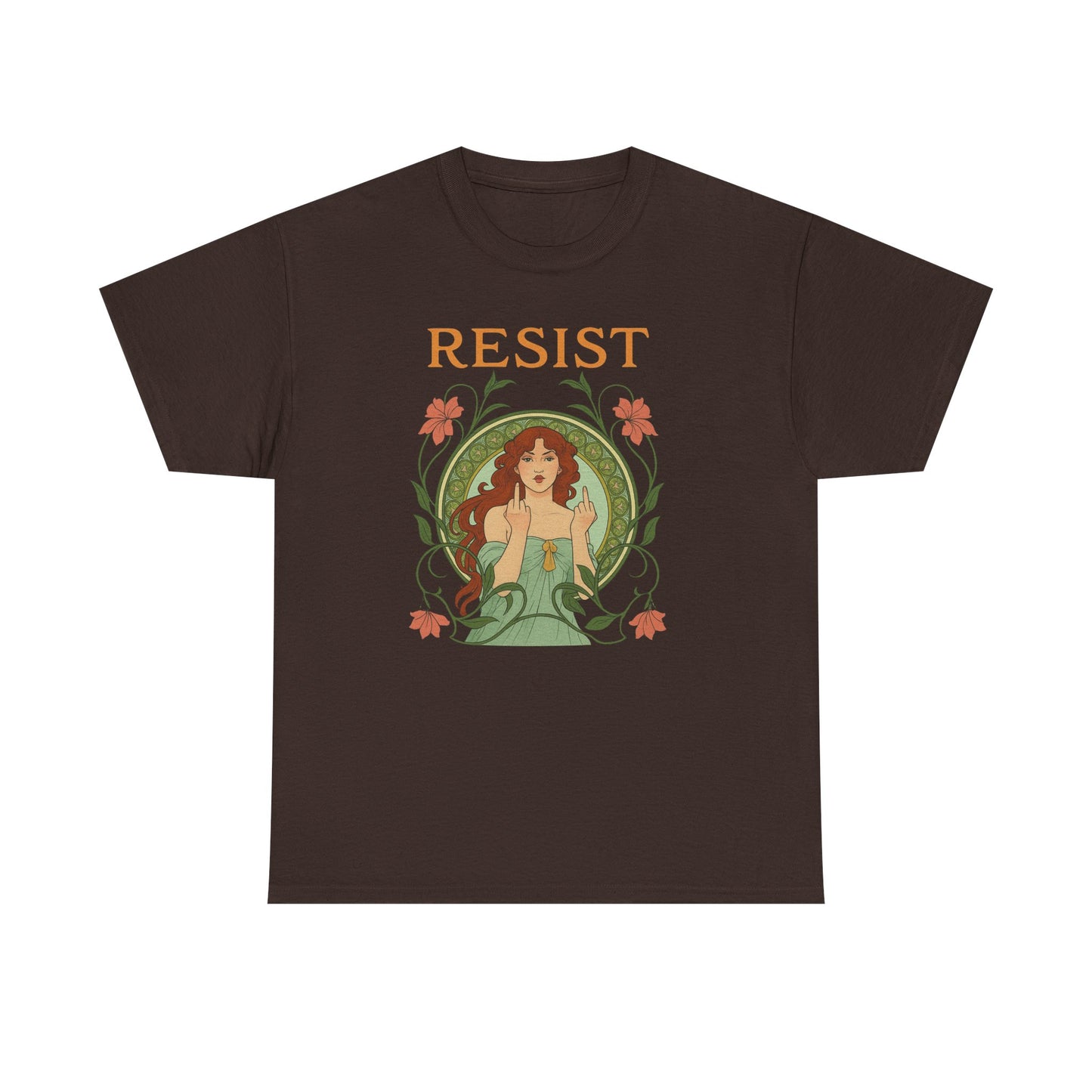 Resist Art Nouveau Woman Tee, Feminist Vintage Shirt, Botanical Activist T-Shirt, Retro Feminism Gift, Empowerment Top, Mucha Anti Trump