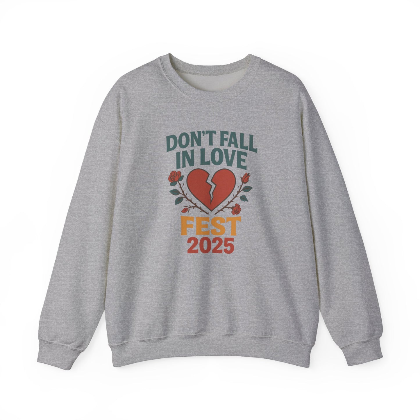 Don't Fall in Love Fest 2025 Sweatshirt, Broken Heart Floral Crewneck, Anti Love Sweater, Festival Aesthetic Pullover, Valentines Gift