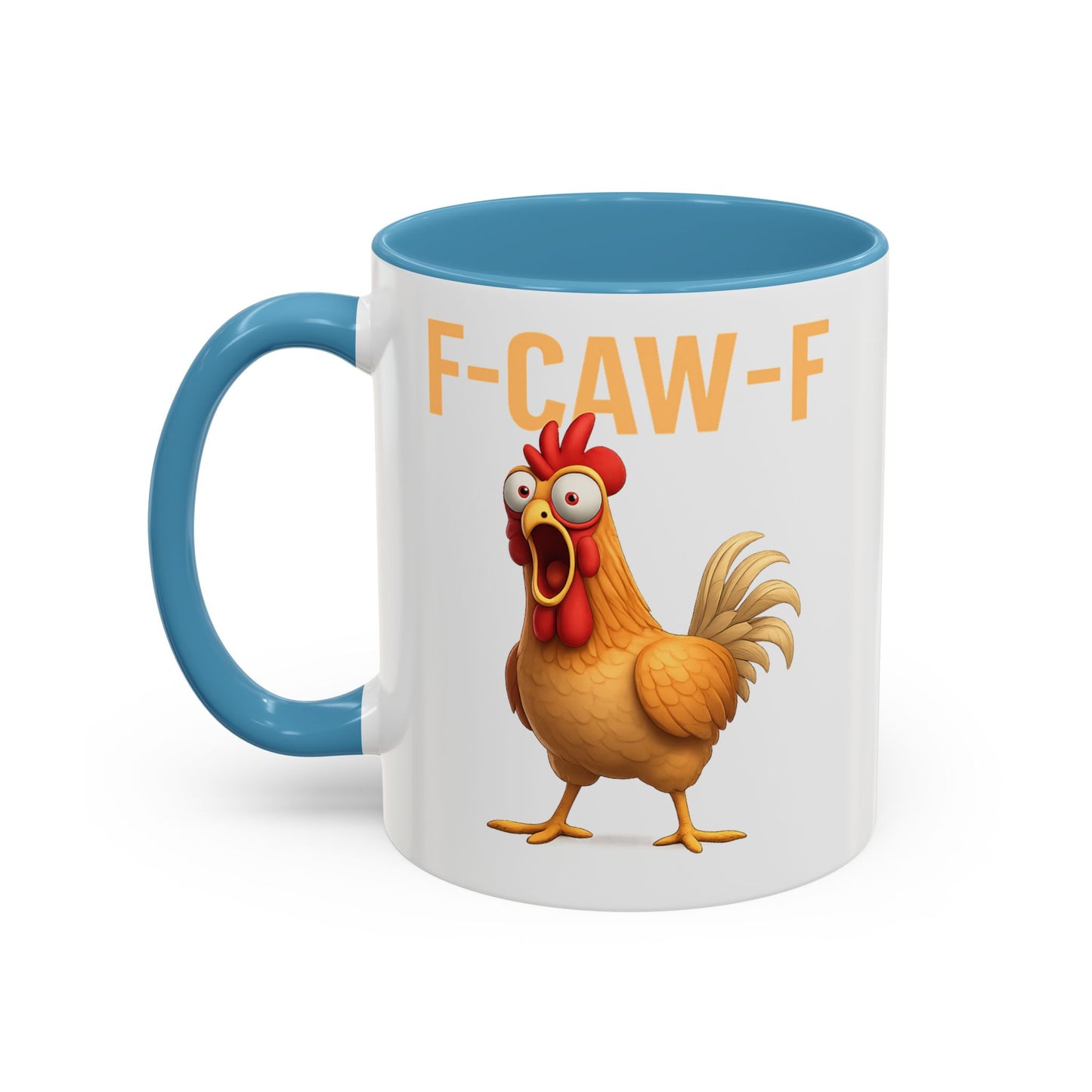 Funny Rooster Mug F-CAW-F Chicken Coffee Mug, Adult Humor Farm Animal Cup, Chicken Meme Mug, Gag Gift 11oz 15oz