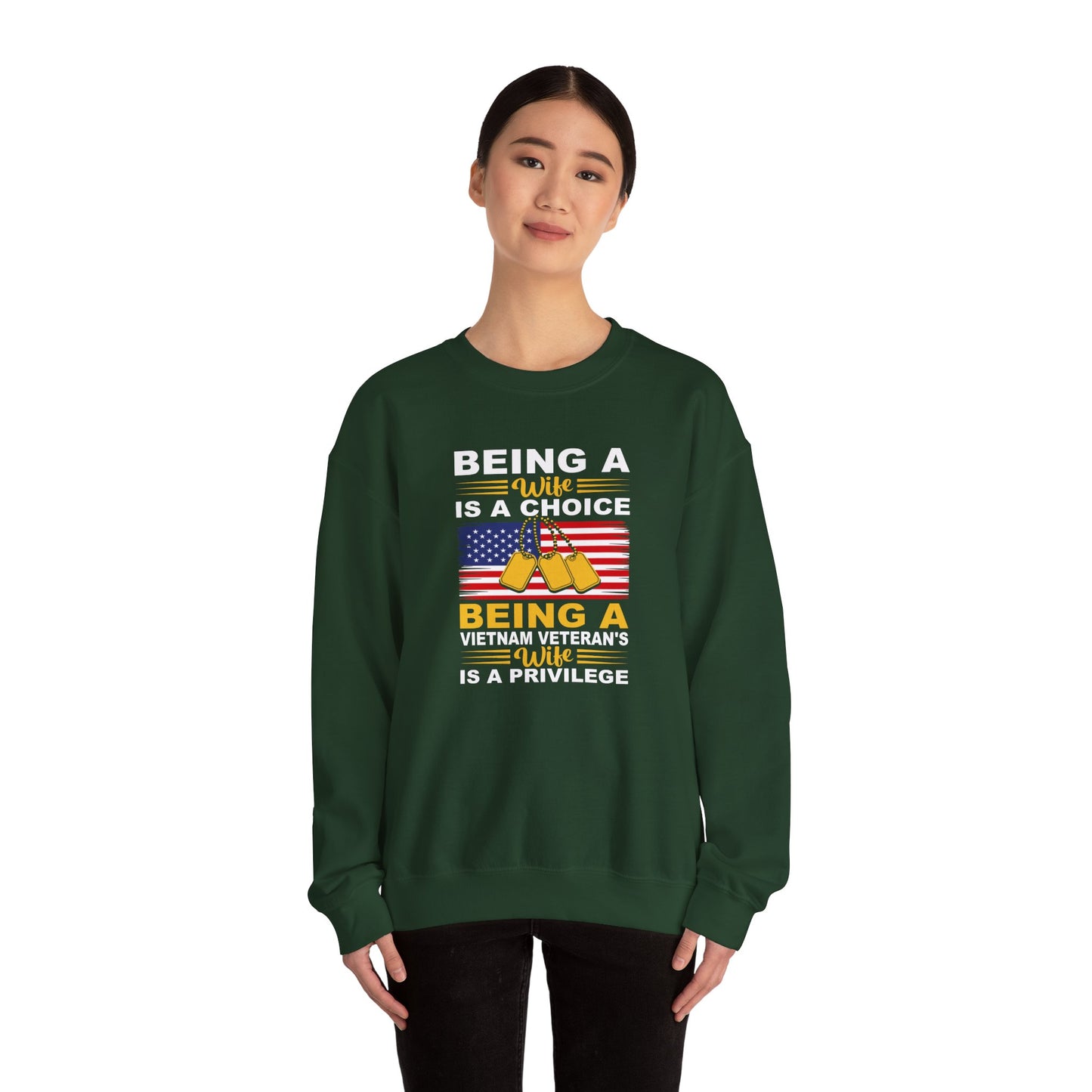 Vietnam Veteran Spouse Sweatshirt, Patriotic Crewneck, Gift for Veteran's Wife, Military Appreciation Apparel, Remembrance Day Gift
