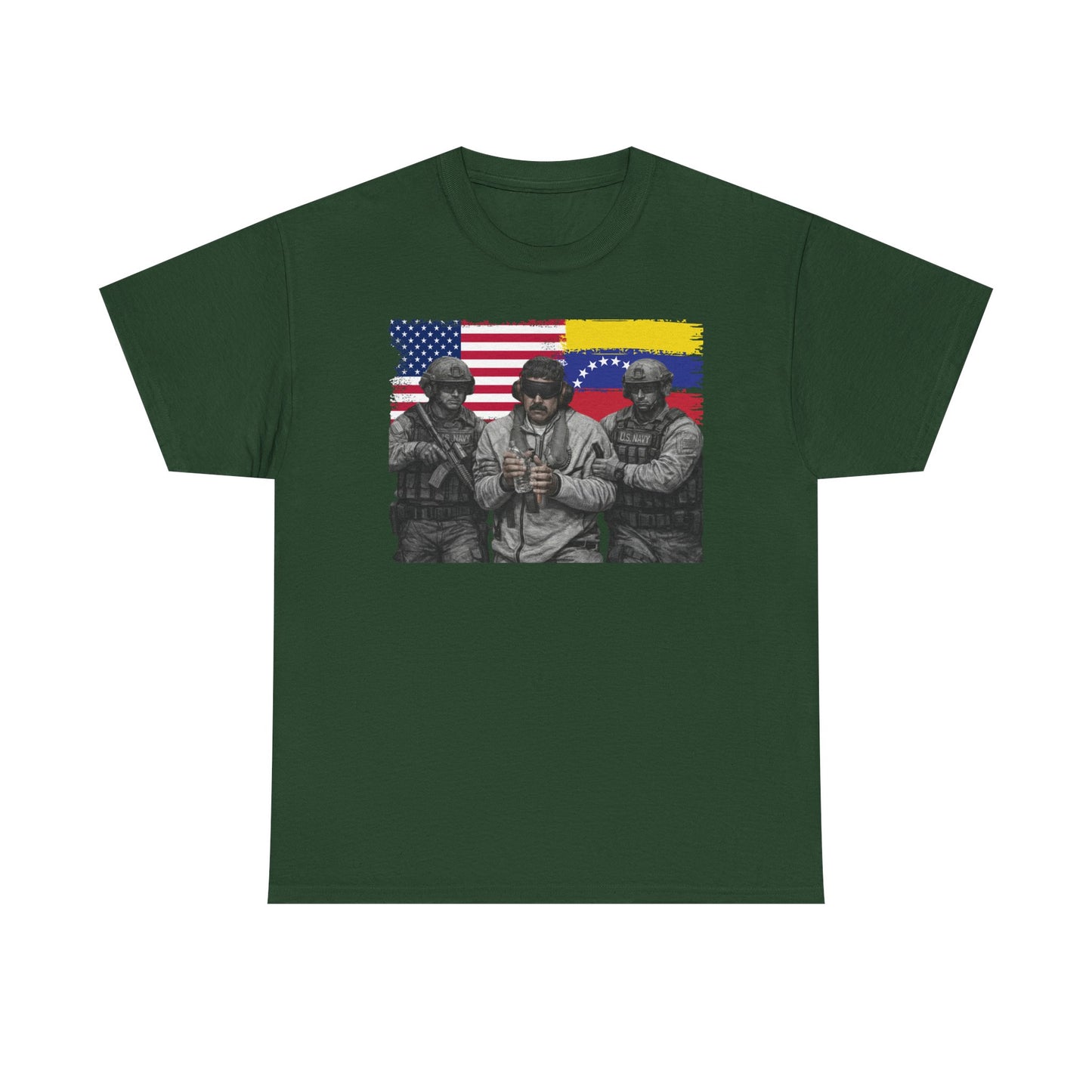 American and Venezuelan Flag Soldiers Tee, Nicolas Maduro Arrest Deportation Photo Tee T-shirt | Political Protest Graphic