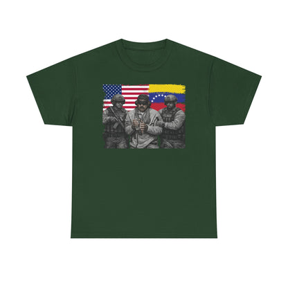 American and Venezuelan Flag Soldiers Tee, Nicolas Maduro Arrest Deportation Photo Tee T-shirt | Political Protest Graphic