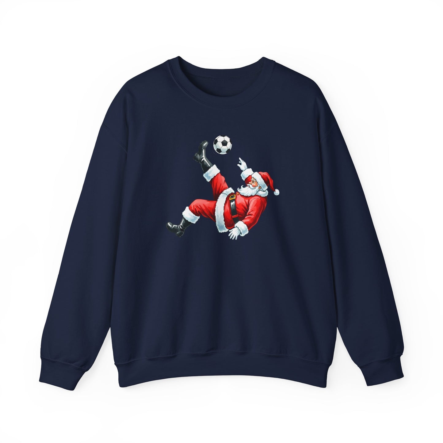 Festive Santa Soccer Crewneck Sweatshirt, Christmas Apparel, Winter Fashion, Holiday Gifts, Sports Lover, Cute Santa Design