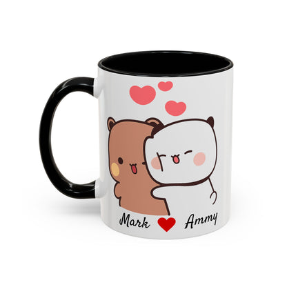 Personalized Dudu Bubu Mug | Cute Bear Coffee Cup | Color Handle Mug | Birthday Christmas Gift | Funny Mug for Her Him Valentine Gift