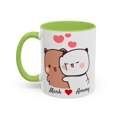 Personalized Dudu Bubu Mug | Cute Bear Coffee Cup | Color Handle Mug | Birthday Christmas Gift | Funny Mug for Her Him Valentine Gift