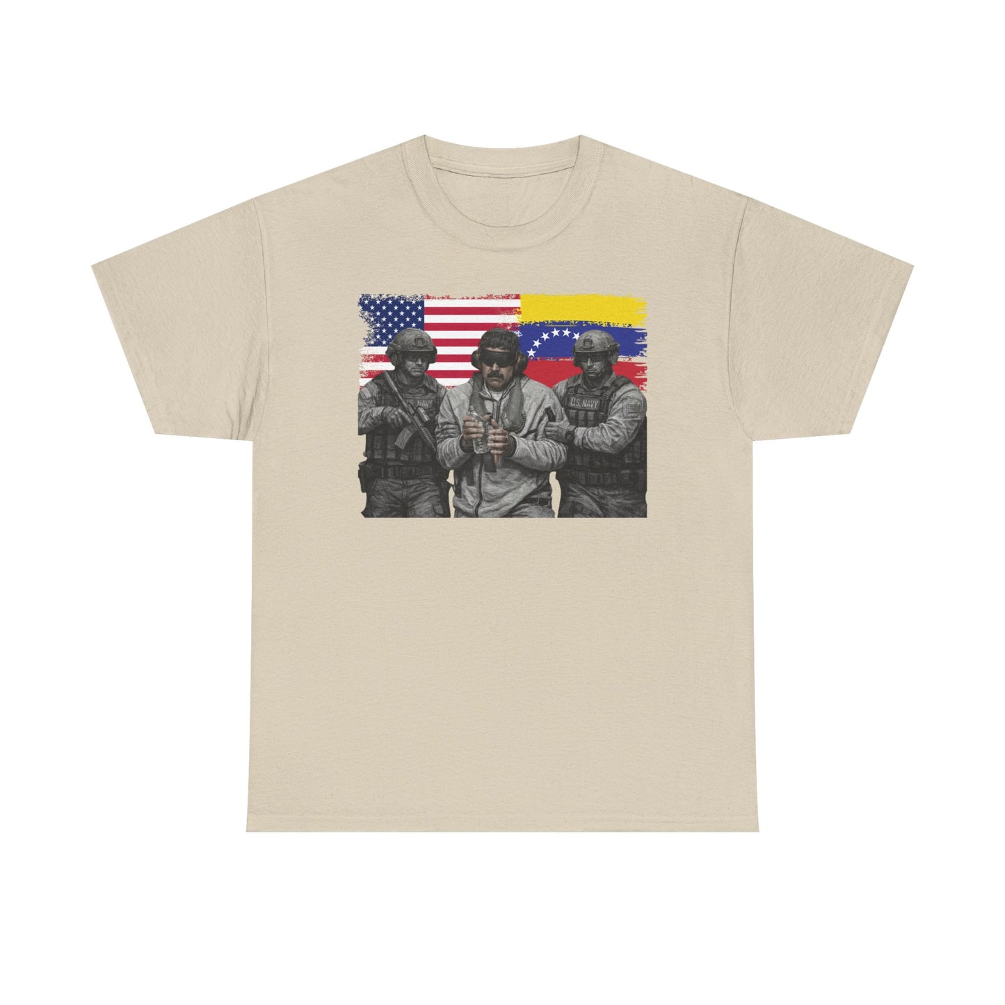 American and Venezuelan Flag Soldiers Tee, Nicolas Maduro Arrest Deportation Photo Tee T-shirt | Political Protest Graphic