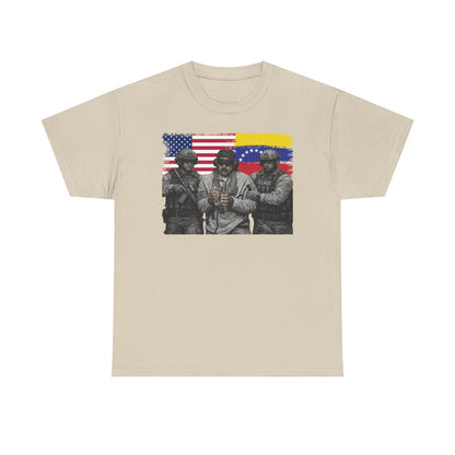 American and Venezuelan Flag Soldiers Tee, Nicolas Maduro Arrest Deportation Photo Tee T-shirt | Political Protest Graphic