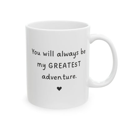 Personalized You're My Greatest Adventure Mug, Line Drawing Couple Coffee Cup, Anniversary Gift for Husband Wife, Engagement Valentine Gift