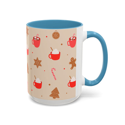 Festive Accent Coffee Mug, Holiday Gift, Hot Chocolate Lover, Christmas Decor, Winter Vibes, Cozy Mugs, Gift for her