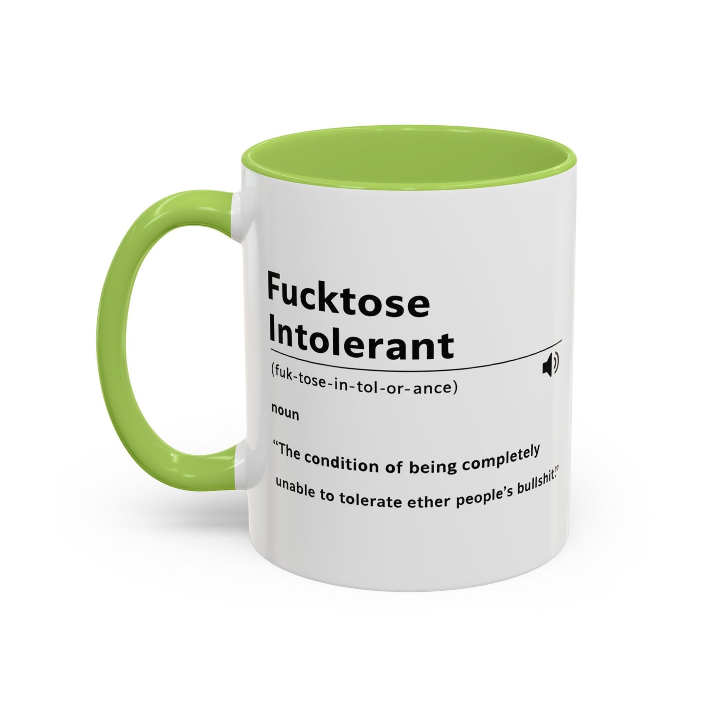 Fucktose Intolerant Definition Mug, Funny Accent Coffee Mug 11oz 15oz, Sarcastic Adult Humor Mug, Gag Gift for Friends