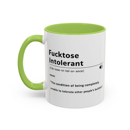 Fucktose Intolerant Definition Mug, Funny Accent Coffee Mug 11oz 15oz, Sarcastic Adult Humor Mug, Gag Gift for Friends