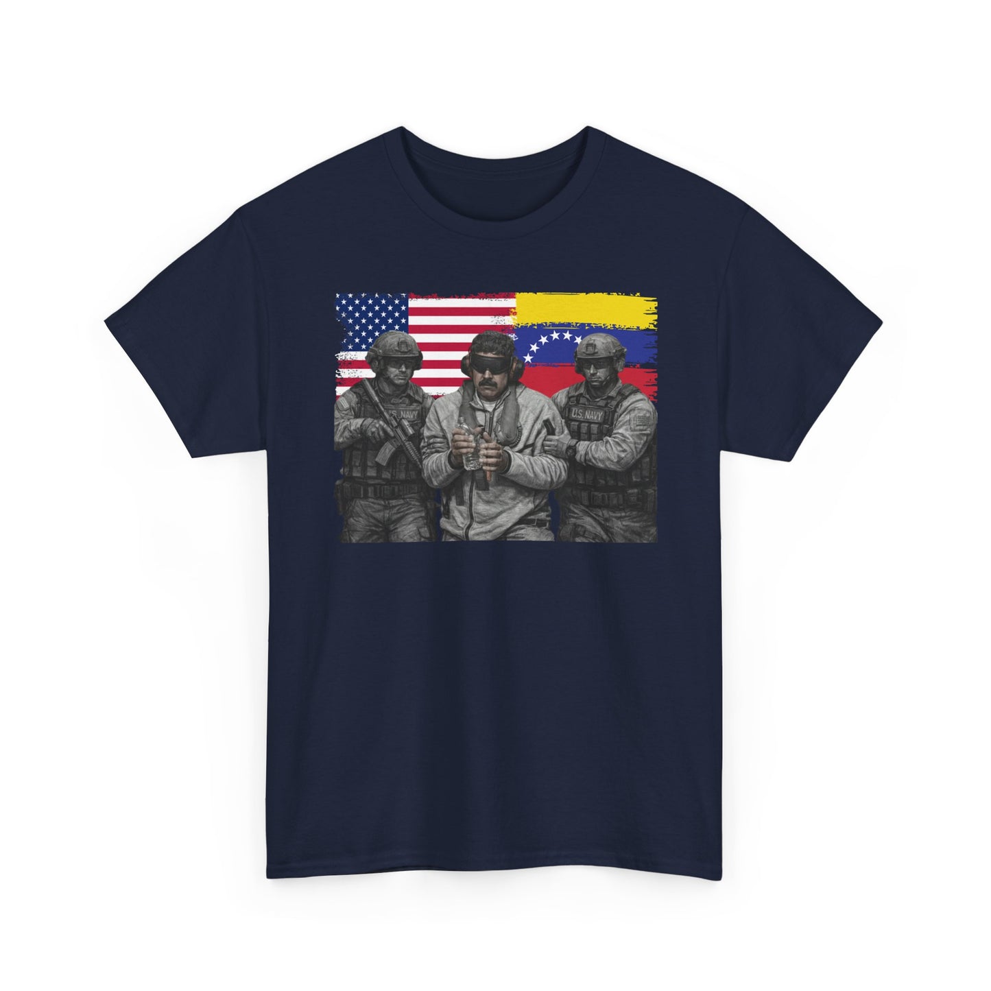 American and Venezuelan Flag Soldiers Tee, Nicolas Maduro Arrest Deportation Photo Tee T-shirt | Political Protest Graphic