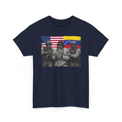 American and Venezuelan Flag Soldiers Tee, Nicolas Maduro Arrest Deportation Photo Tee T-shirt | Political Protest Graphic