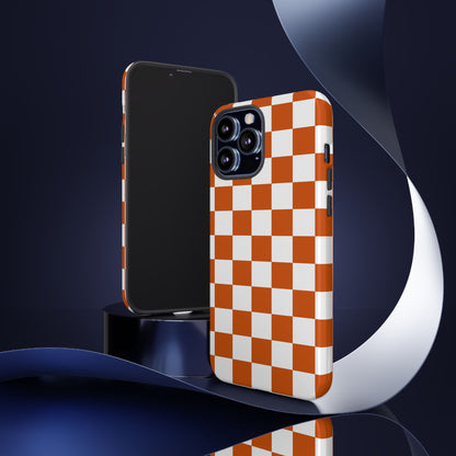 Checkered Phone Case, Checkered Phone Case - iPhone 17 16 15 14 13 12 11 Pro Max  - Trendy Black and Brown Checkerboard