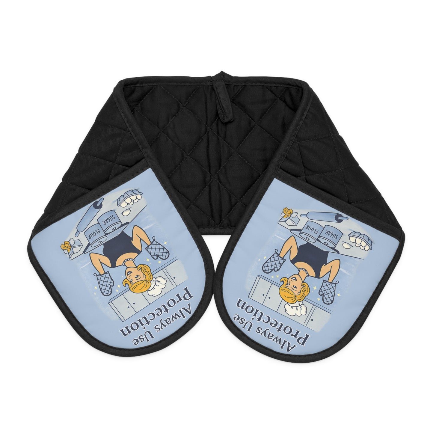 Vintage Lady Funny Oven Mitt - Always Use Protection, Housewarming Gift, Pot Holder, Valentine's Gift, Hostess Gift, Vintage Lady, Innuendo