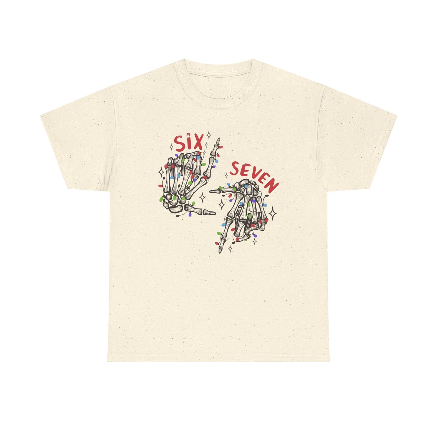 Six Seven Skeleton Hands T Shirt  Funny Halloween Christmas Tee for Men & Women | Cool Skeleton Hand Sign Graphic Shirt | Soft Cotton Top