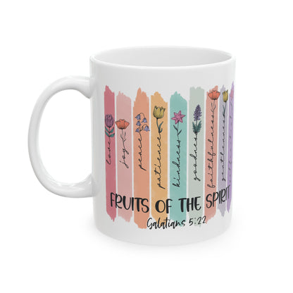 Fruits of the Spirit Mug | Floral Brushstroke Bible Verse Ceramic Mug | Religious Mug | Christmas Mug | Gift For Friend