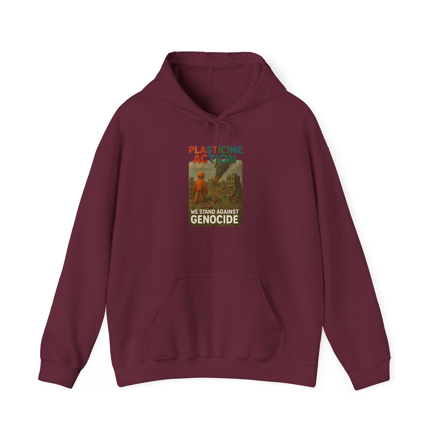 PLASTICINE ACTION Hoodie Palestine Anti Genocide hoodie Clay Art Gaza Protest Tee Human Rights Activist Gift Handmade Style Human Billboard