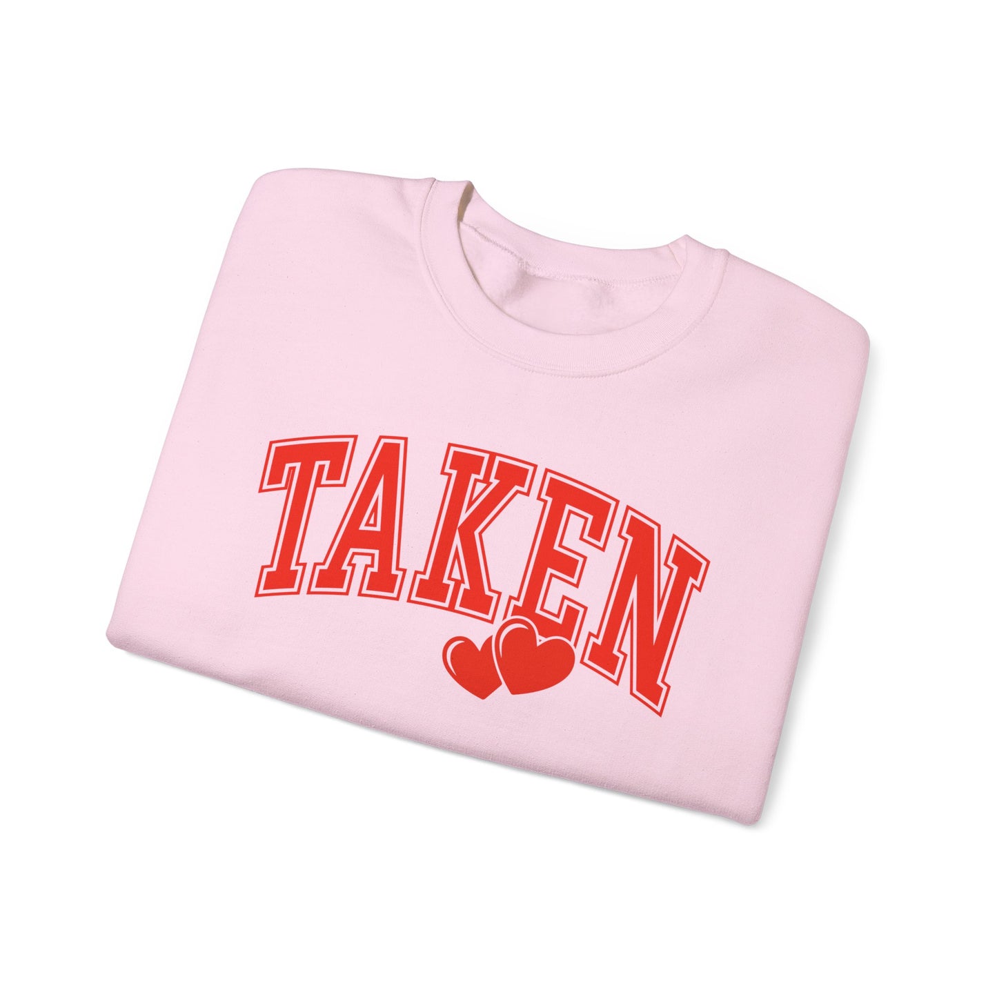 Taken Heart Graphic Sweatshirt, Red Collegiate Letters Crewneck, Cute Valentine Pullover, Cozy Gift for Her, Romantic Couple Sweater