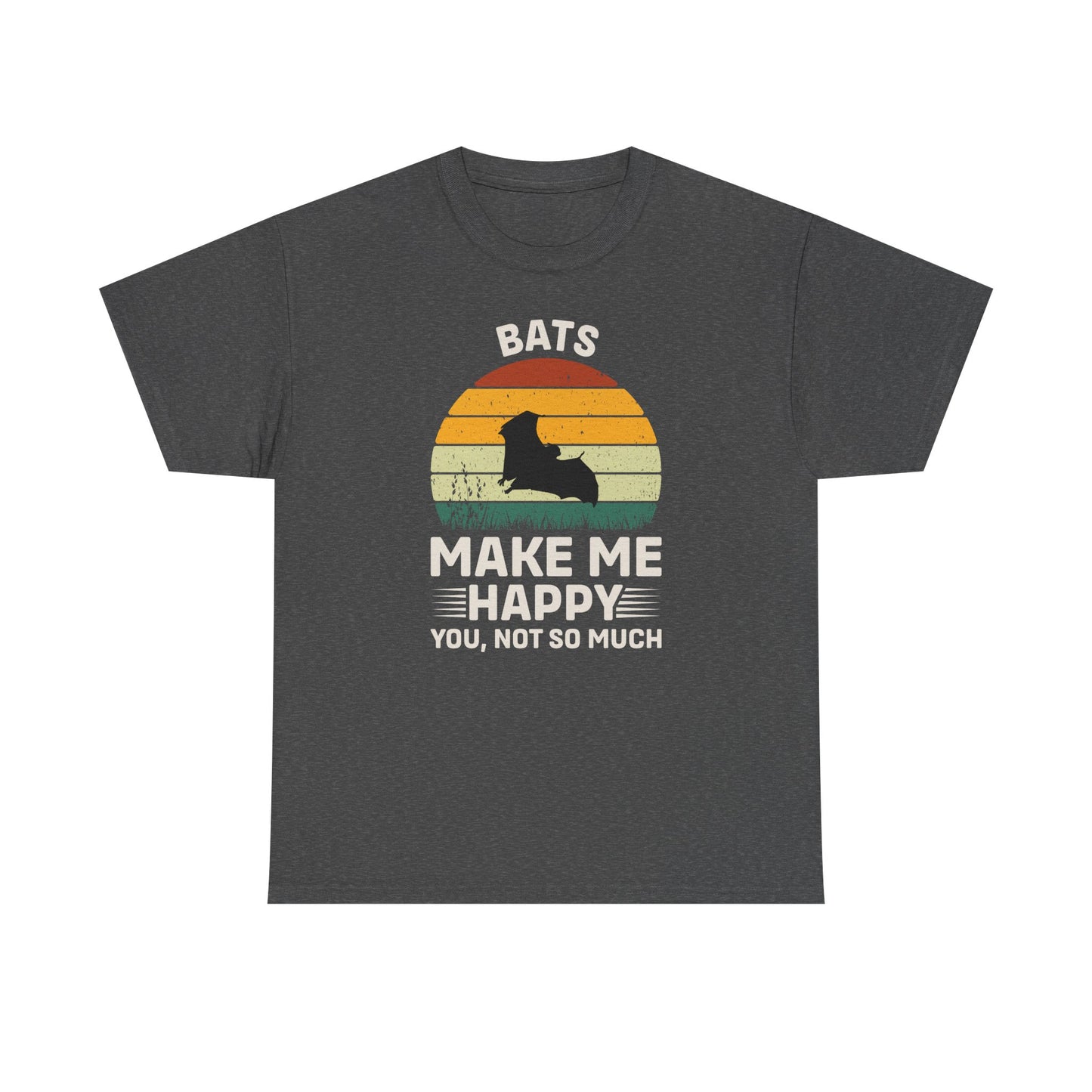 Bats Make Me Happy Unisex Heavy Cotton Tee, Funny Graphic Tee, Lovers Gift, Halloween Apparel, Everyday Casual Wear, Nature