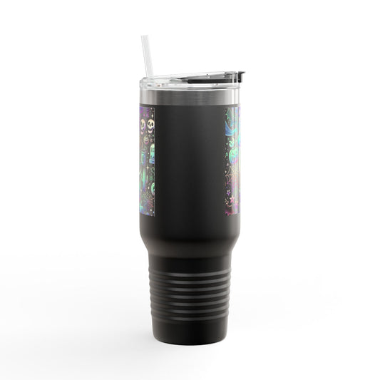 Halloween Mug, 40oz Halloween Spooky Engraved Tumbler | Ghost Ghouls Bats Tumbler | Engraved Bat Skeleton Tumbler | Ghost Ghouls Tumbler