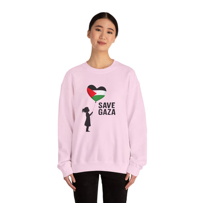 Save Gaza Crewneck Sweatshirt, Protest Apparel, Activist Fashion, Unisex Heavy Blend, Gift for Human Rights Advocates