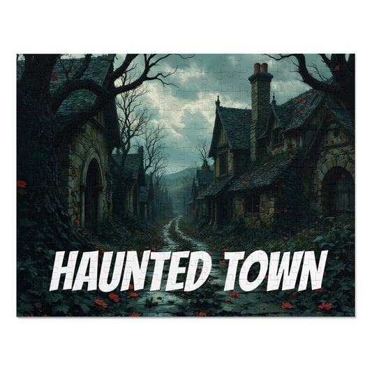 Haunted Town Jigsaw Puzzle, Spooky Village Halloween Puzzle with Tin, Dark Art Puzzle, 500-2000 Piece Gift