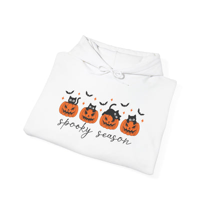 Spooky Season Hoodie, Unisex Halloween Sweatshirt Hoodie, Cozy Fall Apparel, Bat and Pumpkin Design, Perfect for Autumn Celebrations