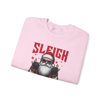 Funny Santa Sleigh All Day Sweatshirt | Rocker Santa Christmas Sweater | Funny Holiday Sweatshirt | Cozy Unisex Christmas Gift