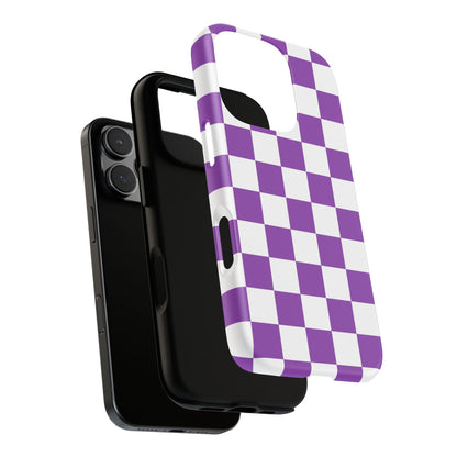 Purple Checkered Phone Case,  iPhone 17 Pro, 17, 16, 15, 14, 13, 12, 11, X, XR, XS MAX, Trendy Gift for Friends, Accessory for Occasions