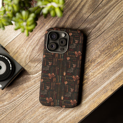 Gothic Phone Case Dark Academia Literary iPhone Samsung Cover with Books & Flowers, Phone case