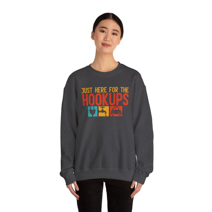 Just Here For The Hookups Sweatshirt | RV Camper Camping Pullover | Towing Camperplug Crewneck | RV Life Apparel