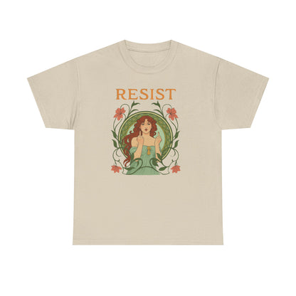 Resist Art Nouveau Woman Tee, Feminist Vintage Shirt, Botanical Activist T-Shirt, Retro Feminism Gift, Empowerment Top, Mucha Anti Trump