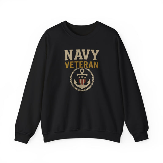 Navy Veteran Sweatshirt | Patriotic Military Pullover with Anchor | US Navy Gift for Men & Women | Veteran Pride Sweater