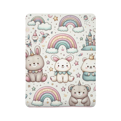 Whimsical Fleece Sherpa Blanket, Cozy Kids Blanket, Rainbow Animal Throw, Cute Nursery Decor, Perfect Gift for Baby Showers