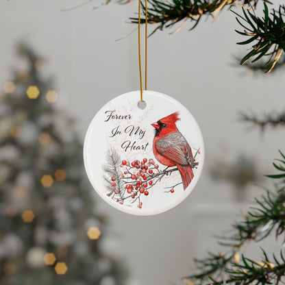 Cardinal Bird Ornament, Red Cardinal Christmas Ornament, Double-Sided Ceramic Keepsake, Winter Cardinal Decoration, Memorial Holiday Gift