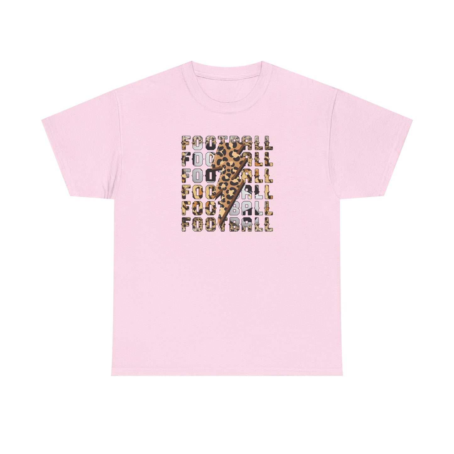 Leopard Print Football Lightning Bolt Tee, Women's Football Graphic Shirt, Game Day Spirit Shirt, Trendy Sports Top, FIFA World Cup 2026