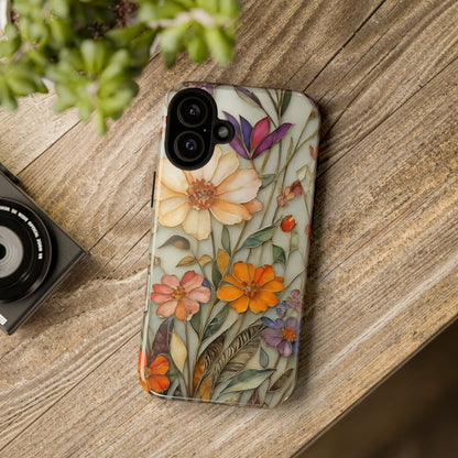 Phone case For iPhone & Samsung, Wildflower Mosaic MagSafe iPhone Case: Botanical Floral Design iPhone