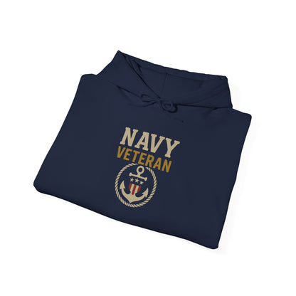 Navy Veteran Hoodie | Patriotic US Navy Hooded Sweatshirt with Anchor | Veteran Gift for Men & Women | Military Pride Apparel