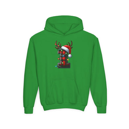 Personalized Festive Reindeer Hoodie for Kids, Christmas Sweatshirt hoodie, Holiday Gift, Cozy Winter Attire, Personalized Youth Hoody
