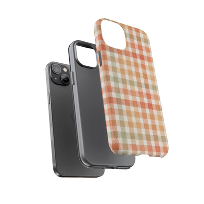 Boho Checkered Phone Case | Neutral Aesthetic Plaid Case | Retro Minimalist Check Design | iPhone Cover | Samsung Cover