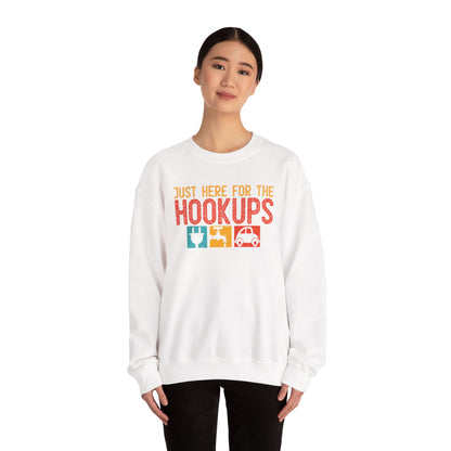 Just Here For The Hookups Sweatshirt | RV Camper Camping Pullover | Towing Camperplug Crewneck | RV Life Apparel