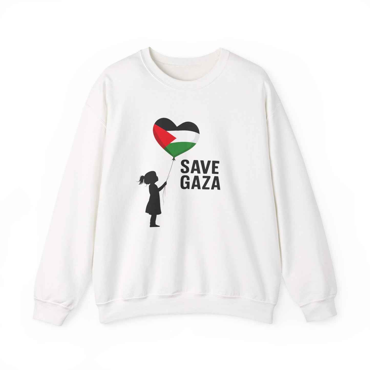Save Gaza Crewneck Sweatshirt, Protest Apparel, Activist Fashion, Unisex Heavy Blend, Gift for Human Rights Advocates