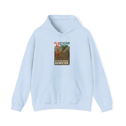 PLASTICINE ACTION Hoodie Palestine Anti Genocide hoodie Clay Art Gaza Protest Tee Human Rights Activist Gift Handmade Style Human Billboard